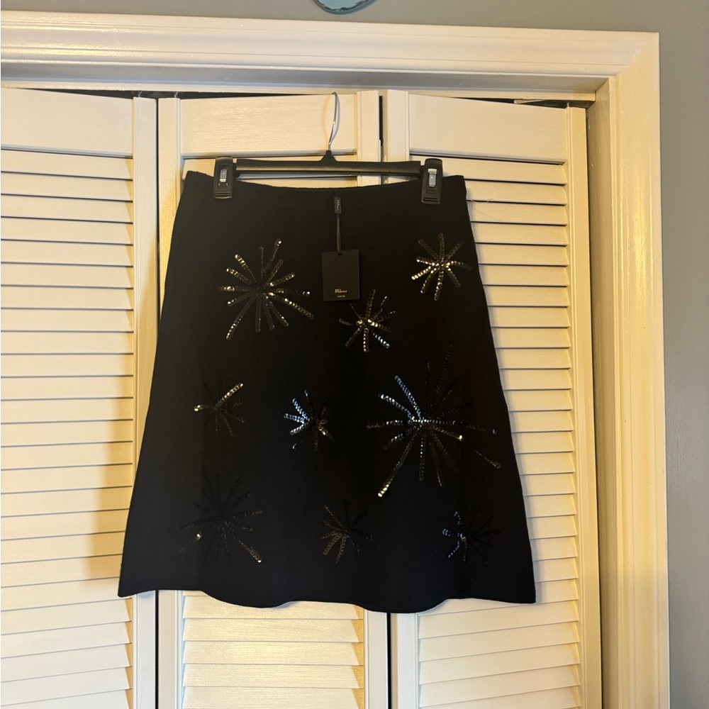 Milano Sequined Black Skirt‎ SZ MED NWT